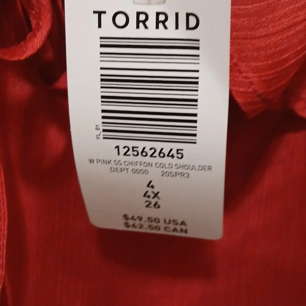 Torrid Vibrant Red Ruffle Blouse - Picture 3 of 8